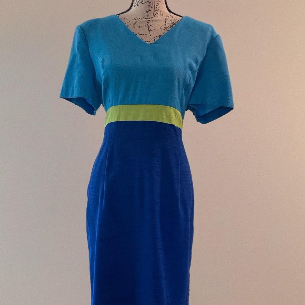 Vintage M.H.M Melissa Harper Color Block Dress Circa 1980's Sz 14